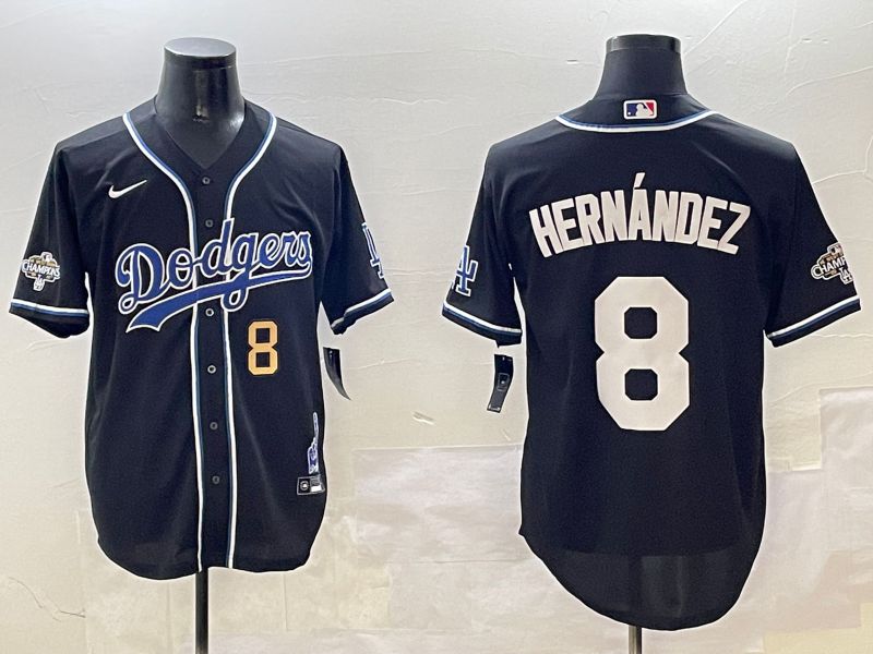 Men Los Angeles Dodgers #8 Hernandez Black Fashion Game 2025 Nike MLB Jersey style 30615->los angeles dodgers->MLB Jersey
